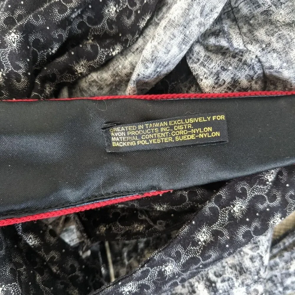 Vintage Black Red Wide Belt Tie Back Avon